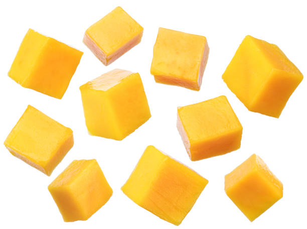 istock Set of mango cubes isolated on a white background. File contains clipping path. 1199169859