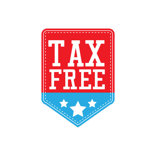 tax sticker concept to reduce taxes paying less. vector illustration tax sticker concept to reduce taxes paying less. vector illustration duty free stock illustrations