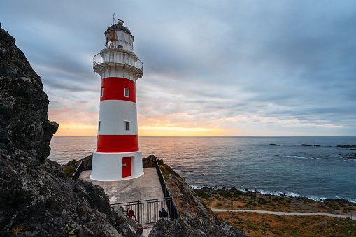 Cape Palliser, Panoramic view on during sunset North Island, New Zealand.
