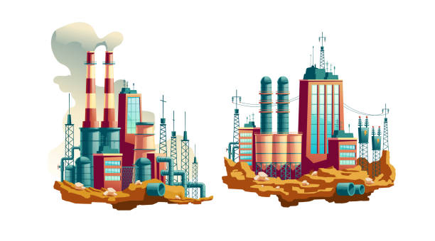 istock Power plant or station cartoon vector illustration 1199171542
