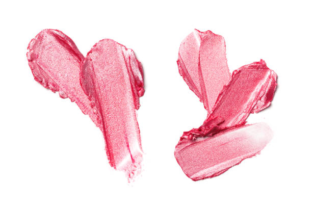 Brush strokes set of bright pink lipstick