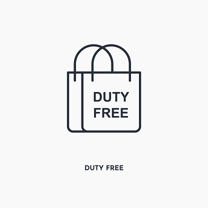 Duty free outline icon. Simple linear element illustration. Isolated line Duty free icon on white background. Thin stroke sign can be used for web, mobile and UI.