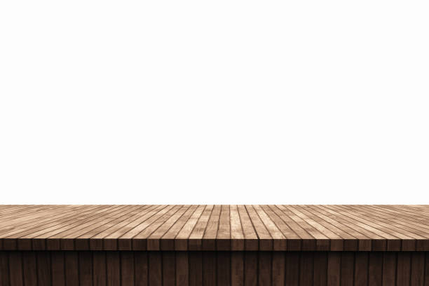 istock 3D rendering,wooden top table on isolated white blackgroud 1199177064