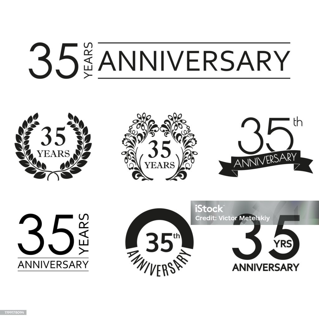 35 Jaar Jubileum Icoon Set 35Ste Verjaardag Viering Logo Design Elementen  Voor Verjaardag Uitnodiging Huwelijksjubileum Vectorillustratie  Stockvectorkunst En Meer Beelden Van Jubileum - Istock