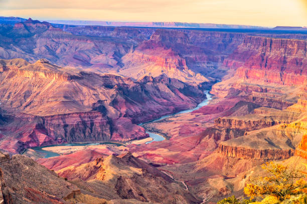 Grand Canyon, Arizona, United states of america. Beautiful Landscape of Grand Canyon from Desert View Point with the Colorado River, Arizona, United states of america. depression land feature stock pictures, royalty-free photos & images