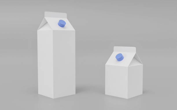 istock Blank milk or juice carton cans dummy isolated on white 3d illustration render 1199181585