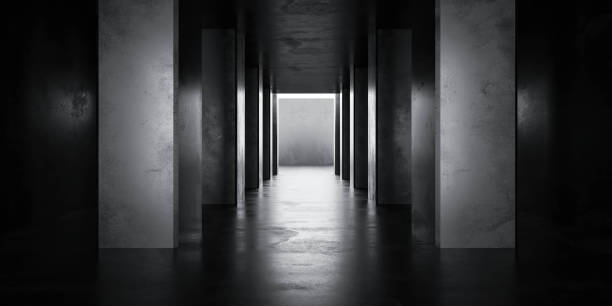istock Underground concrete basement with day light industrial grunge concrete background 3d render illustration 1199183010