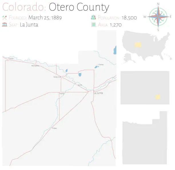 Vector illustration of Map of Otero County in Colorado