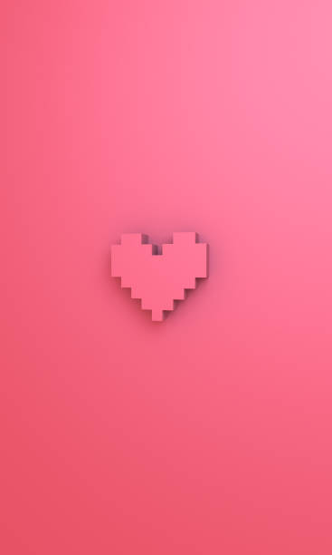 istock 3D pink pixel heart shape wallpaper background 1199186303