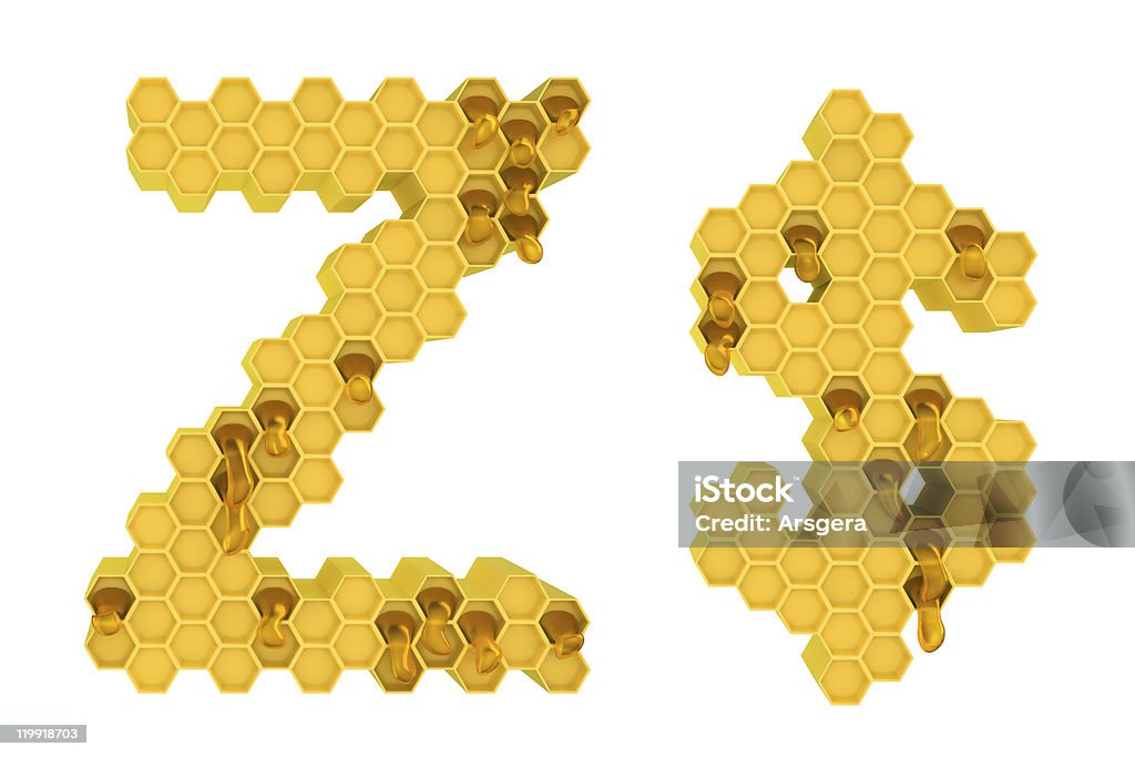 Honig Schriften Z und Dollar-symbol Isoliert - Lizenzfrei Abstrakt Stock-Foto