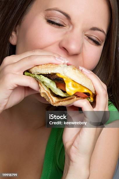 Cheeseburger Girl Stock Photo - Download Image Now - Adult, Adults Only, Beautiful People