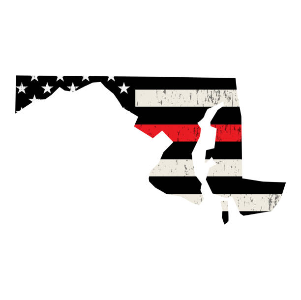 istock State of Maryland Firefighter Support Flag Illustration 1199192646