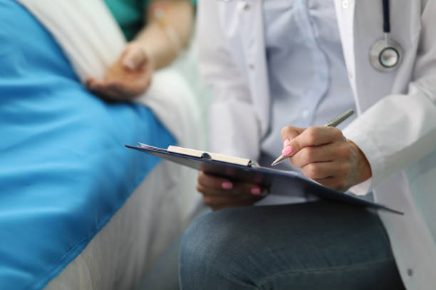 istock Sick person in day hospital 1199195475