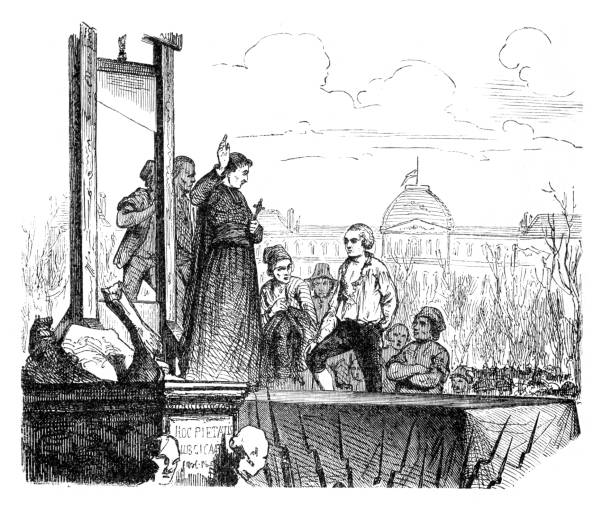 könig ludwig xvi von frankreich hinrichtung paris illustration 1793 - hinrichtungsmethode stock-grafiken, -clipart, -cartoons und -symbole