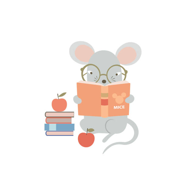 Cute Mouse With Glasses Reading A Book Funny Cartoon Rat Studying Hard  Humanized Symbol Of 2020 Chinese Animal Zodiac Stock Illustration -  Download Image Now - iStock