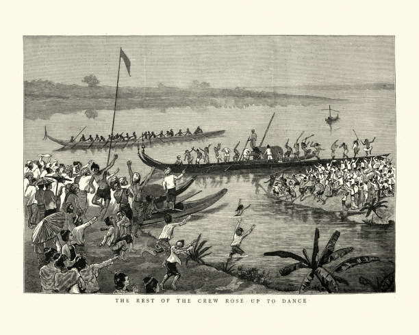 istock Traditional boat race in Burma, 19th Century 1199201970