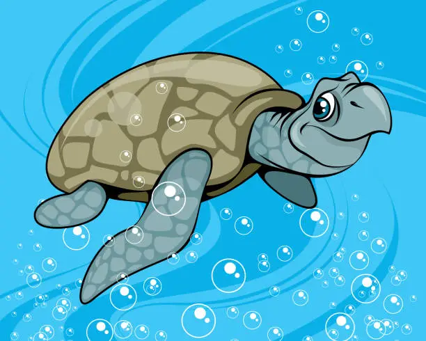 Vector illustration of Cartoon waterfowl turtle