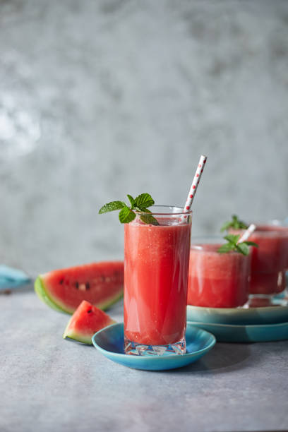 istock Refreshing watermelon smoothie in the glasses. 1199208636