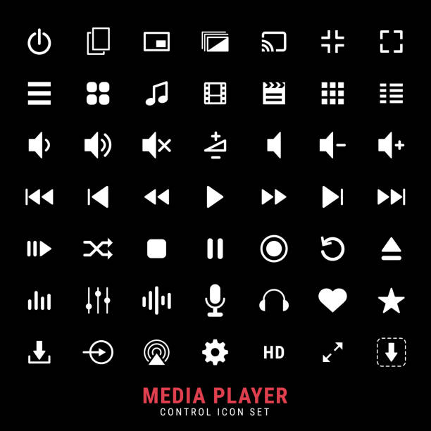 ilustrações de stock, clip art, desenhos animados e ícones de excellent media player control icon set - ao lado