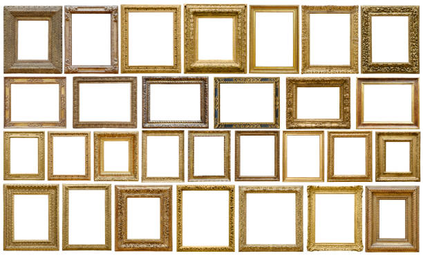 Set of golden vintage frame isolated on white background (Clipping Path) Set of golden vintage frame isolated on white background (Clipping Path) gold colored photos stock pictures, royalty-free photos & images