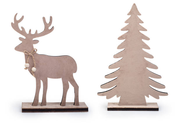 istock Reindeer and Christmas tree design elements isolated on white background, Clipping path included 1199209678