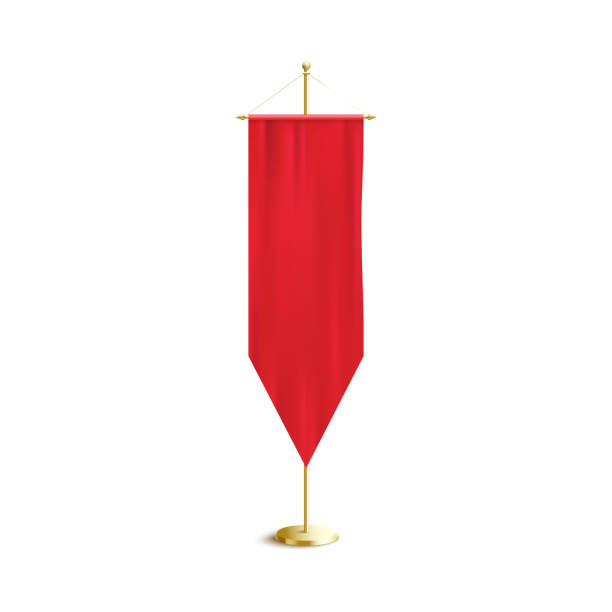 istock Scarlet red silk banner flag with blank copy space isolated on white background. 1199211048