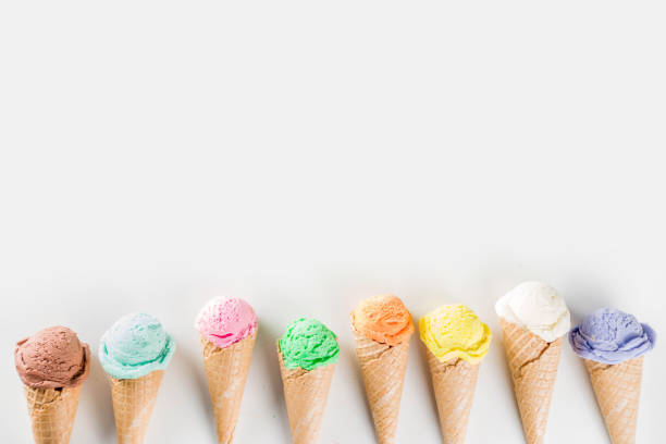 istock Colorful pastel ice cream with waffle cones 1199216897