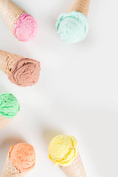 istock Colorful pastel ice cream with waffle cones 1199216914