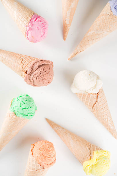 istock Colorful pastel ice cream with waffle cones 1199216926