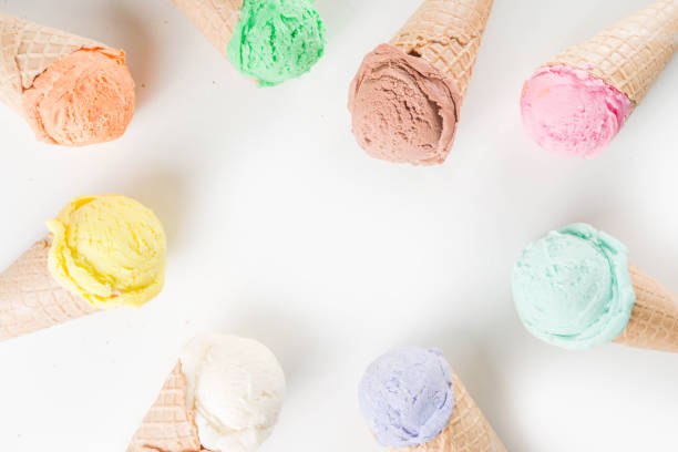 istock Colorful pastel ice cream with waffle cones 1199216938