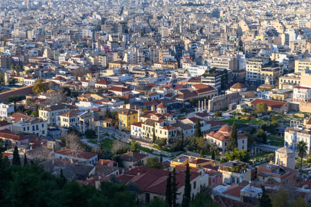 istock Day view to Athens from hill, Athens, Greece. 1199218365