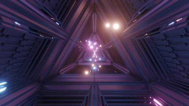 istock glowing spheres particles fly through triangle space tunnel corridor 3d illustration backgrounds wallpaper graphics artworks 1199219984