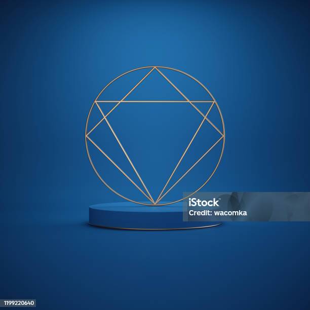 3d Render Abstract Background Empty Cylinder Podium Round Stage Vacant Pedestal Blank Space Premium Clean Design Minimalist Mockup Minimal Art Deco Concept Classic Blue Color Of The Year 2020 Stock Photo - Download Image Now