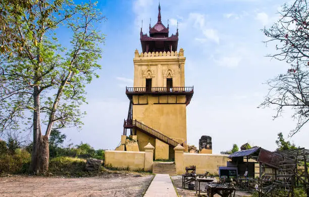 Nanmyint watch tower or Ava incline tower in Inwa (Ava), Myanmar (Burma)