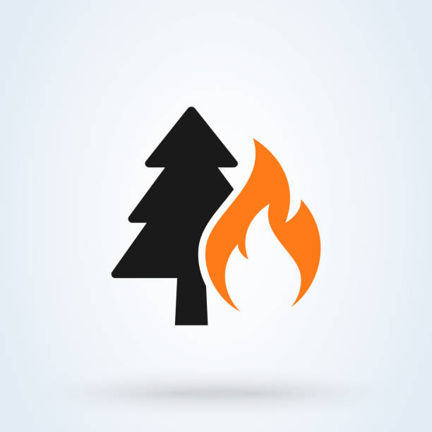 orman yangın basit vektör modern simge tasarım illüstrasyon. - orman yangını stock illustrations