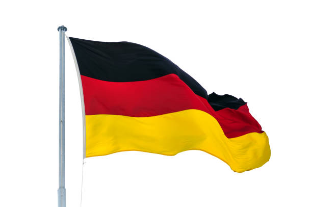 istock Germany national flag, waved in the wind 1199229574