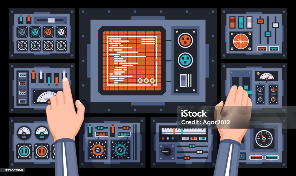 Control Panel Simple Figure Control Panel With Many Elements Buttons And Large Screen Stock ...