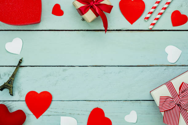 istock Table top view aerial image of decorations valentine's day 1199231684