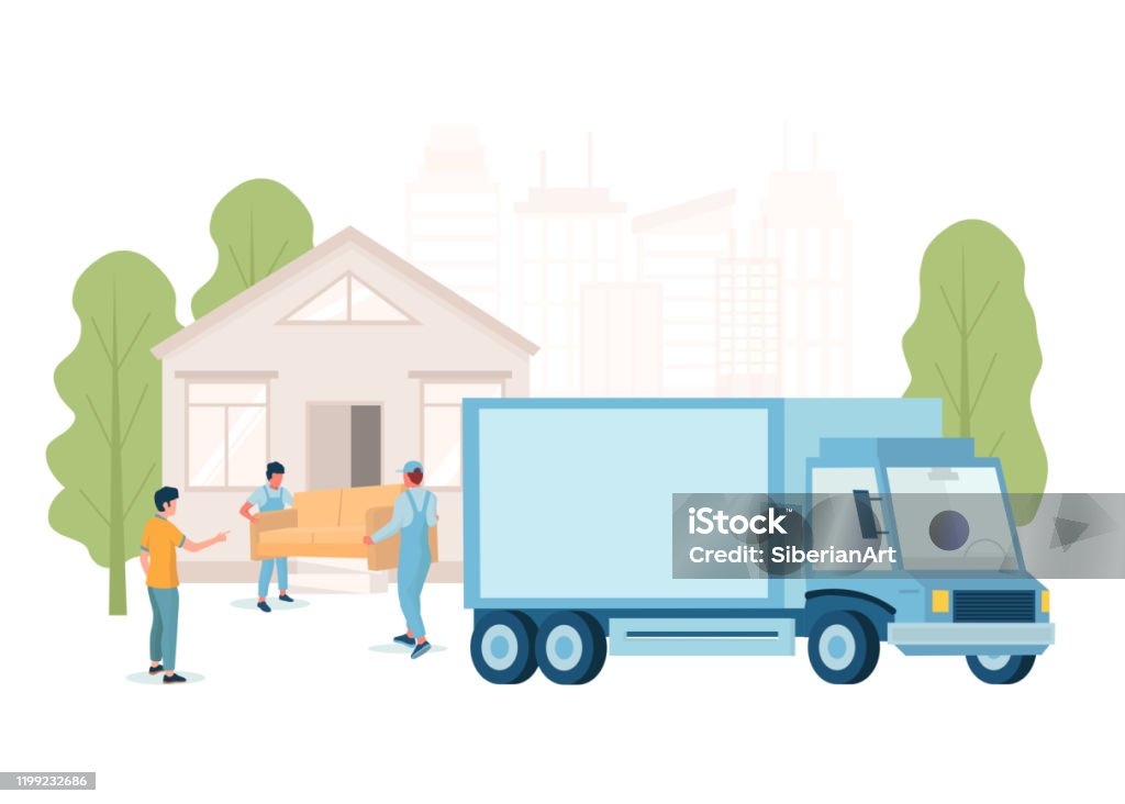 Furniture delivery service concept vector flat illustration People carrying sofa to the house from delivery truck, vector flat illustration. Furniture express delivery service, cargo transportation concept for web banner, website page etc. Domestic Life stock vector Furniture delivery service concept vector flat illustration People carrying sofa to the house from delivery truck, vector flat illustration. Furniture express delivery service, cargo transportation concept for web banner, website page etc. Domestic Life stock vector