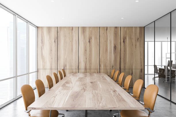 istock Wood panel meeting room and open space office 1199235915