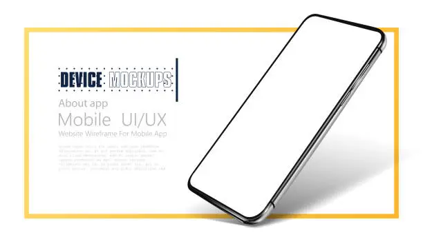 Vector illustration of Smartphone frame less blank screen. Mockup generic device.  Realistic smartphone template mockup for user experience presentation. Mobile app mock-up vector illustration