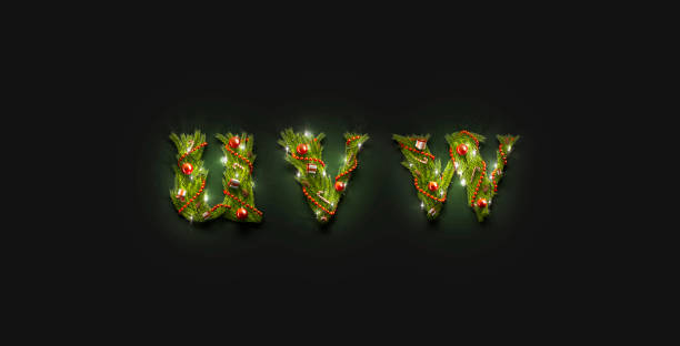 istock Decorative u v w lowercase christmas letter mockup font darkness 1199241407