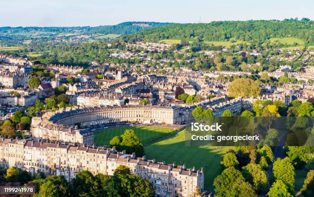 Historic Bath From The Air Stock Photo - Download Image Now - Bath - England, UK, City