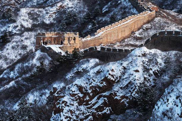 istock Great Wall of China covered with snow 1199244712