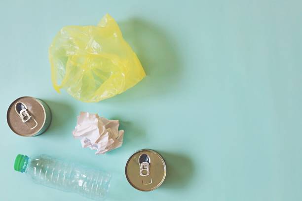 istock Waste on light blue background for recycling concept 1199255696