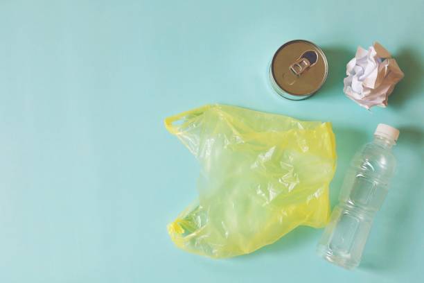 istock Waste on light blue background for recycling concept 1199255697