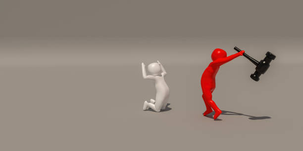 istock The red character is about to be dangerous mayhem. 3d rendering 1199256120