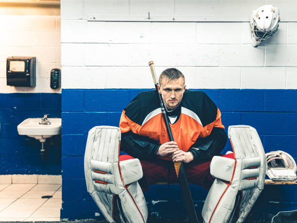 istock Pro Hockey goalie after the training 1199256238