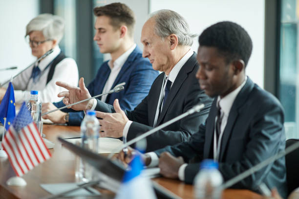 istock Press conference with political leaders 1199258909