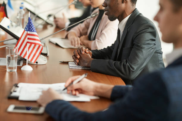 istock African political leader at conference 1199259134